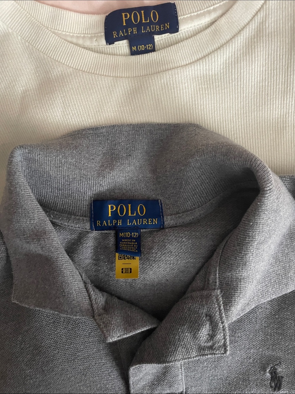 Polo by Ralph Lauren Cream Waffle Knit Crewneck with Navy Pony